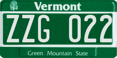 VT license plate ZZG022