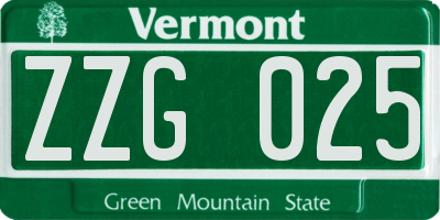 VT license plate ZZG025