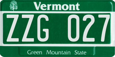 VT license plate ZZG027