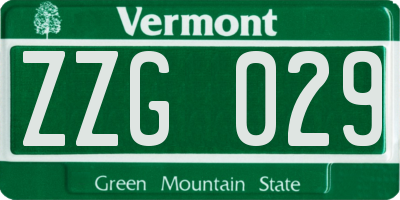 VT license plate ZZG029
