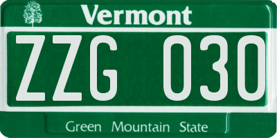 VT license plate ZZG030