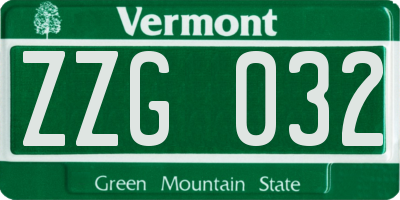 VT license plate ZZG032