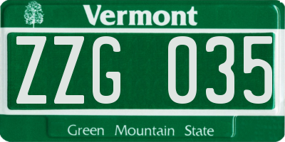 VT license plate ZZG035