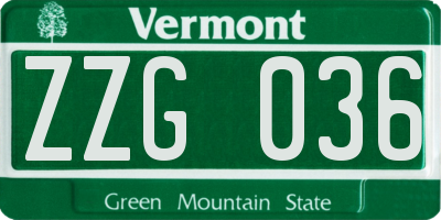 VT license plate ZZG036