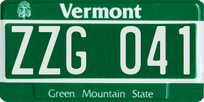 VT license plate ZZG041