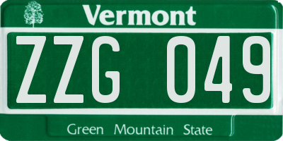 VT license plate ZZG049