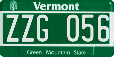 VT license plate ZZG056