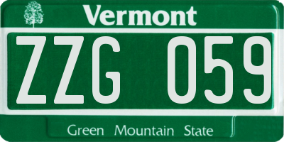 VT license plate ZZG059