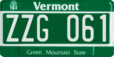 VT license plate ZZG061