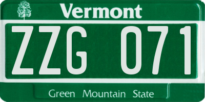 VT license plate ZZG071