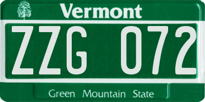 VT license plate ZZG072