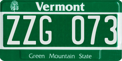 VT license plate ZZG073