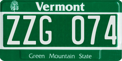VT license plate ZZG074