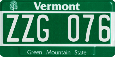 VT license plate ZZG076