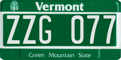 VT license plate ZZG077