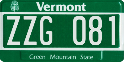 VT license plate ZZG081