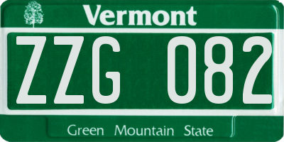 VT license plate ZZG082