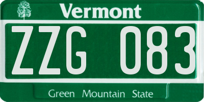 VT license plate ZZG083