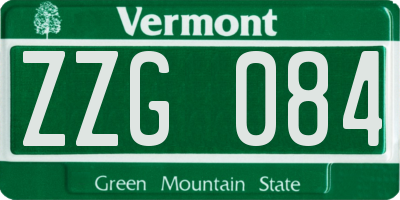 VT license plate ZZG084