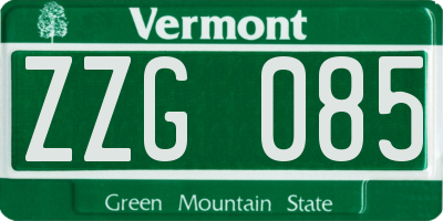 VT license plate ZZG085