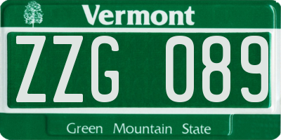 VT license plate ZZG089