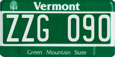 VT license plate ZZG090