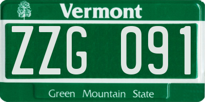 VT license plate ZZG091