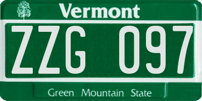 VT license plate ZZG097