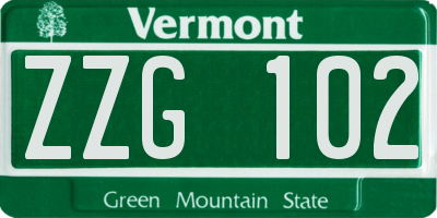 VT license plate ZZG102