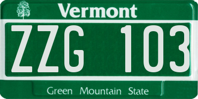 VT license plate ZZG103