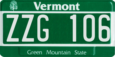 VT license plate ZZG106