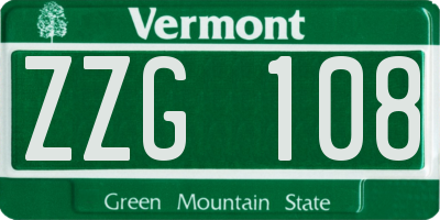 VT license plate ZZG108