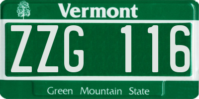 VT license plate ZZG116