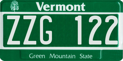 VT license plate ZZG122