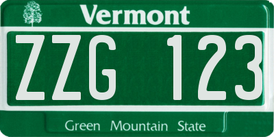 VT license plate ZZG123