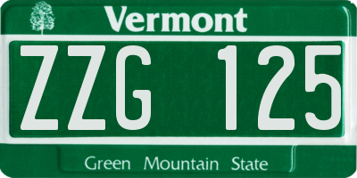 VT license plate ZZG125
