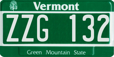 VT license plate ZZG132