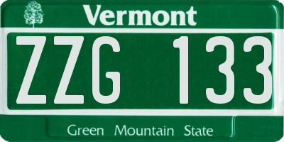 VT license plate ZZG133
