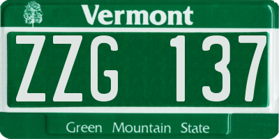 VT license plate ZZG137