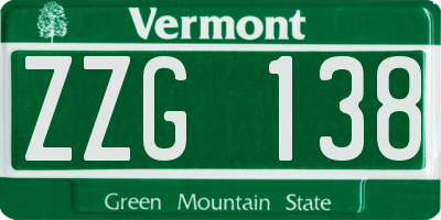 VT license plate ZZG138