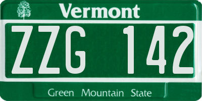 VT license plate ZZG142