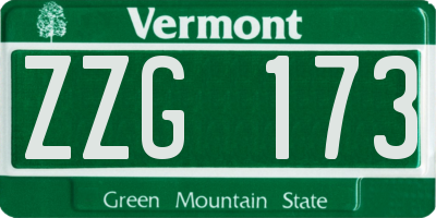 VT license plate ZZG173