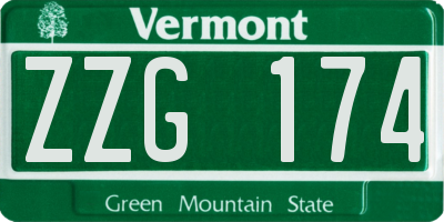 VT license plate ZZG174