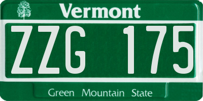 VT license plate ZZG175