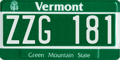 VT license plate ZZG181