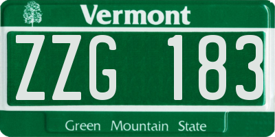 VT license plate ZZG183