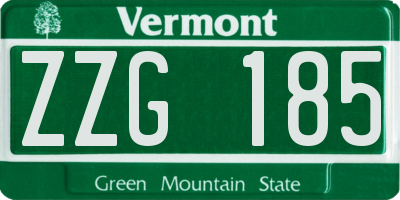 VT license plate ZZG185