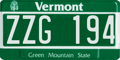 VT license plate ZZG194