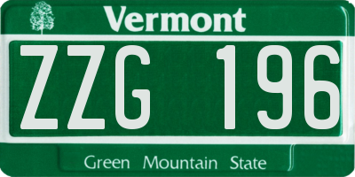 VT license plate ZZG196
