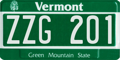 VT license plate ZZG201